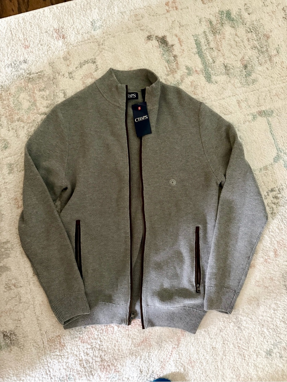 Chaps Men's Full-Zip Knit Sweater Jacket - Gray